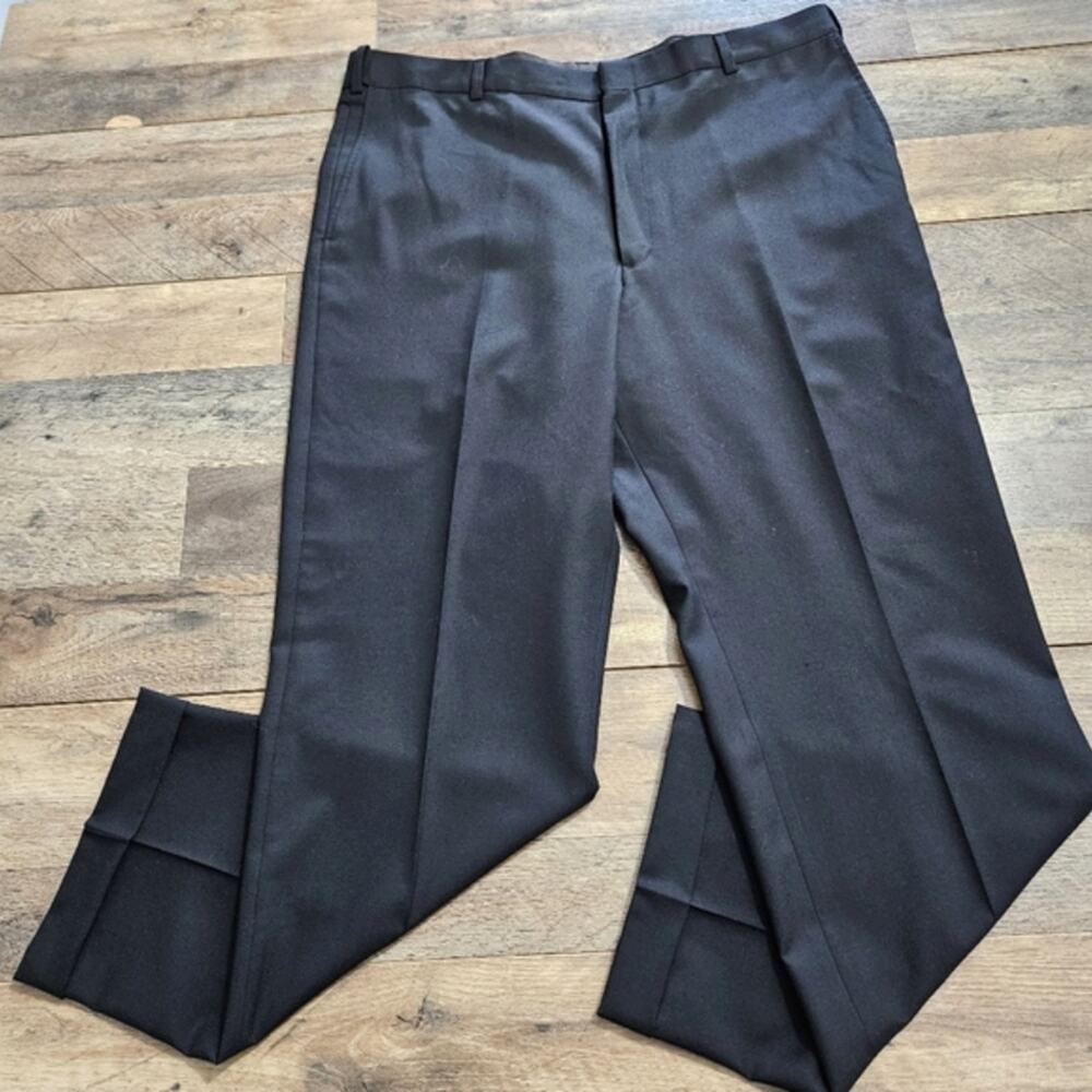 Austin Reed Dress Pants Mens 100%‎ Wool Black Pockets Career Size 42 Flat Front